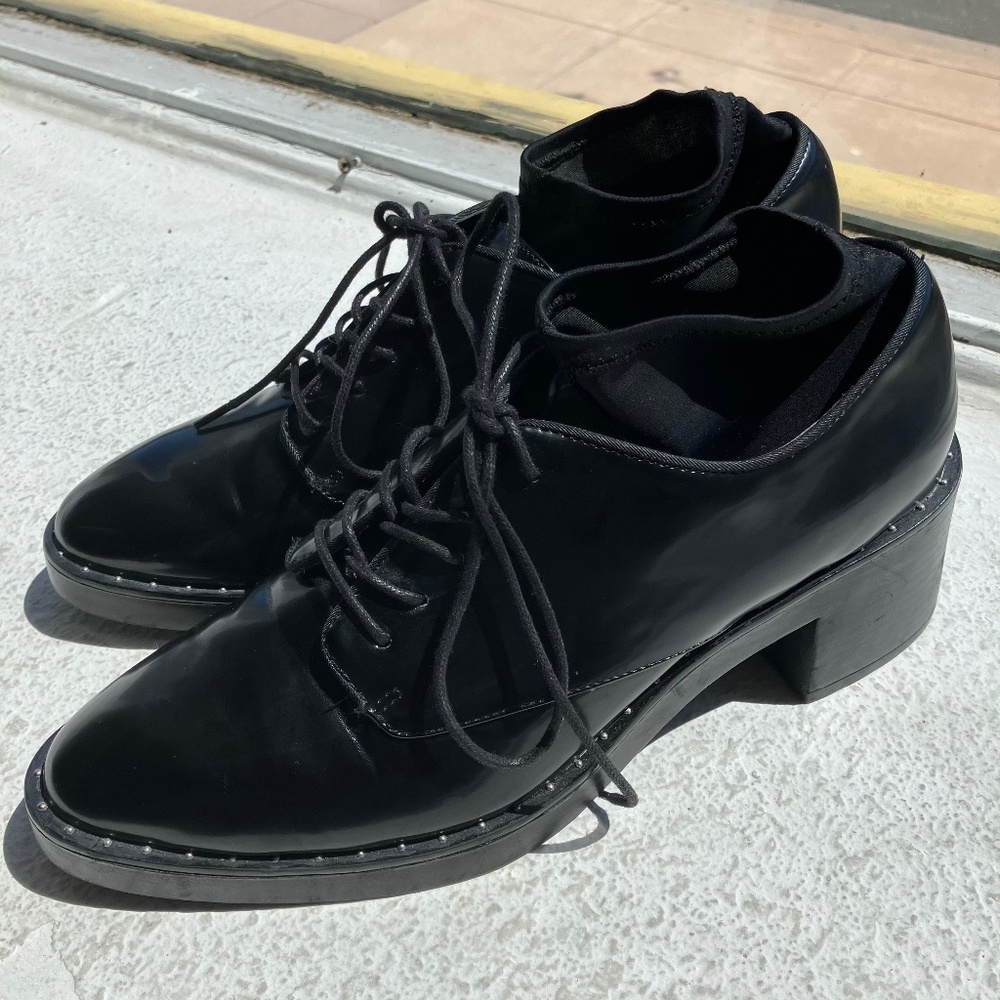 Zara Black Patent Leather Loafers